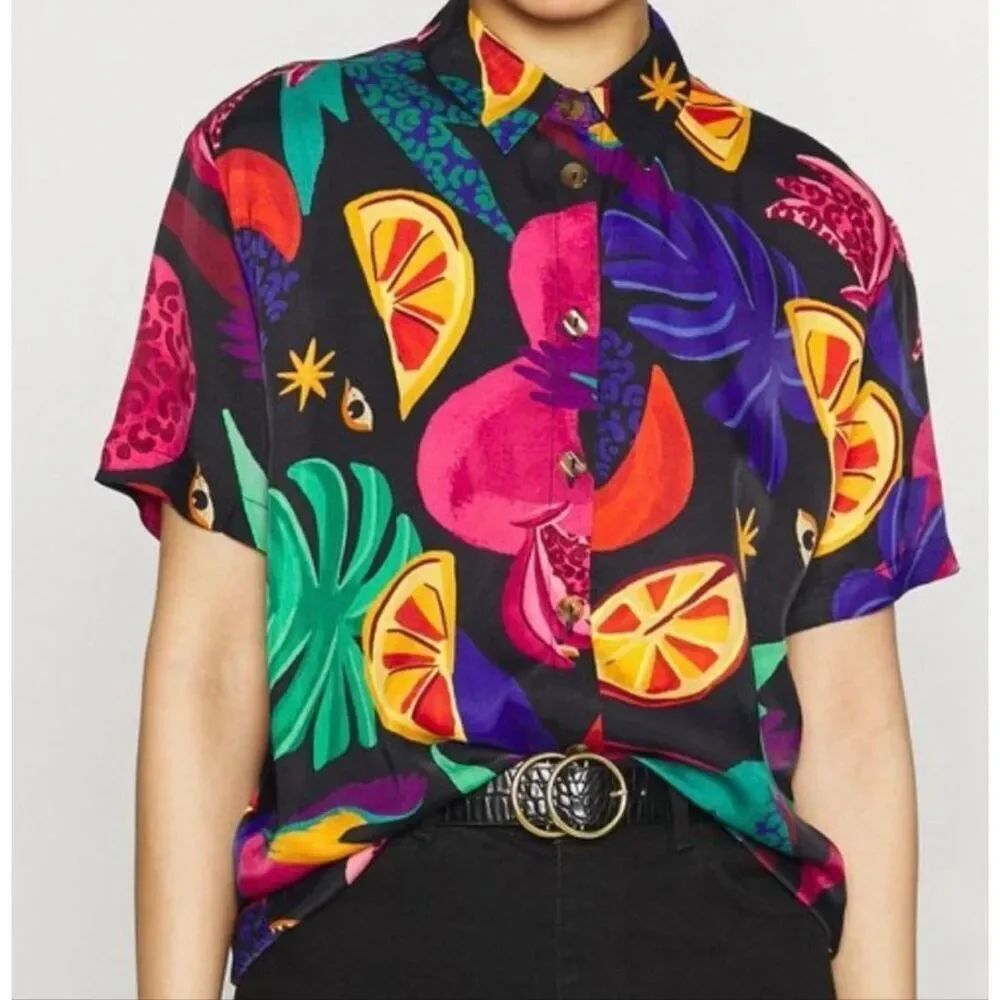 FARM Rio Mystic Jungle Short Sleeve Camp Shirt, relaxed fit, size m - Picture 7 of 8